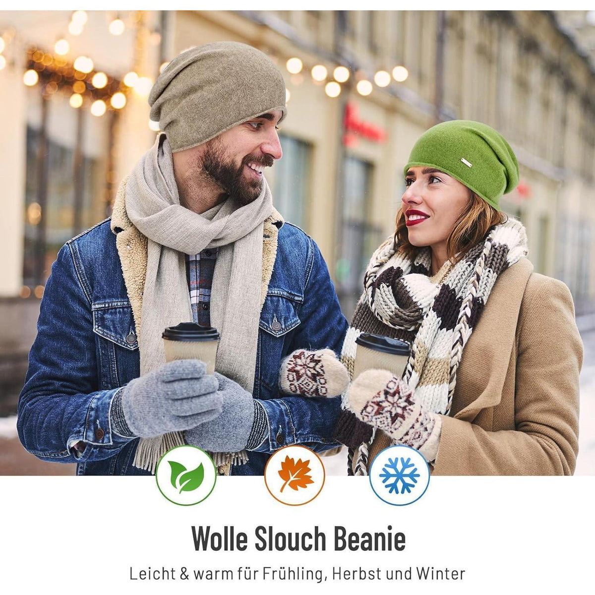 Australische Wollmütze Damen Herren - Atmungsaktive Beanie Grün
