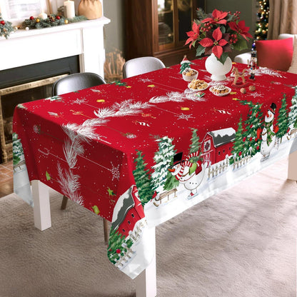 Weihnachtliche Schneemann Tischdecke Rechteckig 140x180 cm