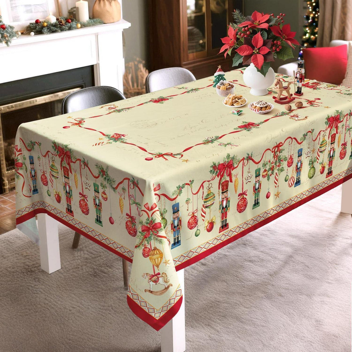 Retro Weihnachten Tischdecke Rechteckig 140x180 cm Nussknacker