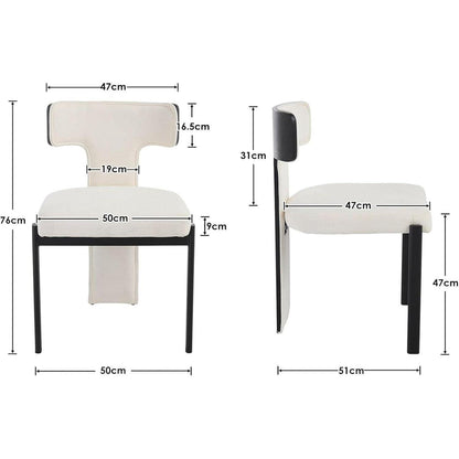 Esszimmerstühle 4er Set Weiß, Metallbeine in Lederoptik