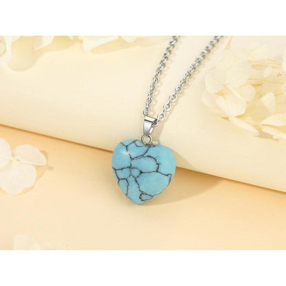 Türkis Herz Halskette Silber Damen Verstellbar Heilkristall Geschenk