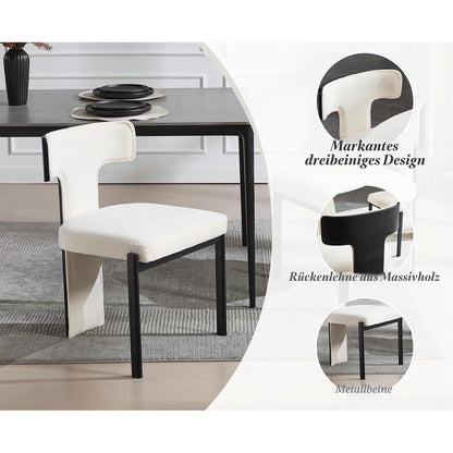 Esszimmerstühle 2er Set, Weiß – Polsterstühle mit T-Rückenlehne