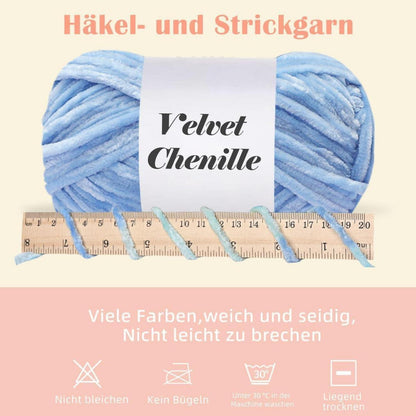 Chenille Wolle 10er Pack (1000g) - Flauschig & Kuschelig zum Häkeln