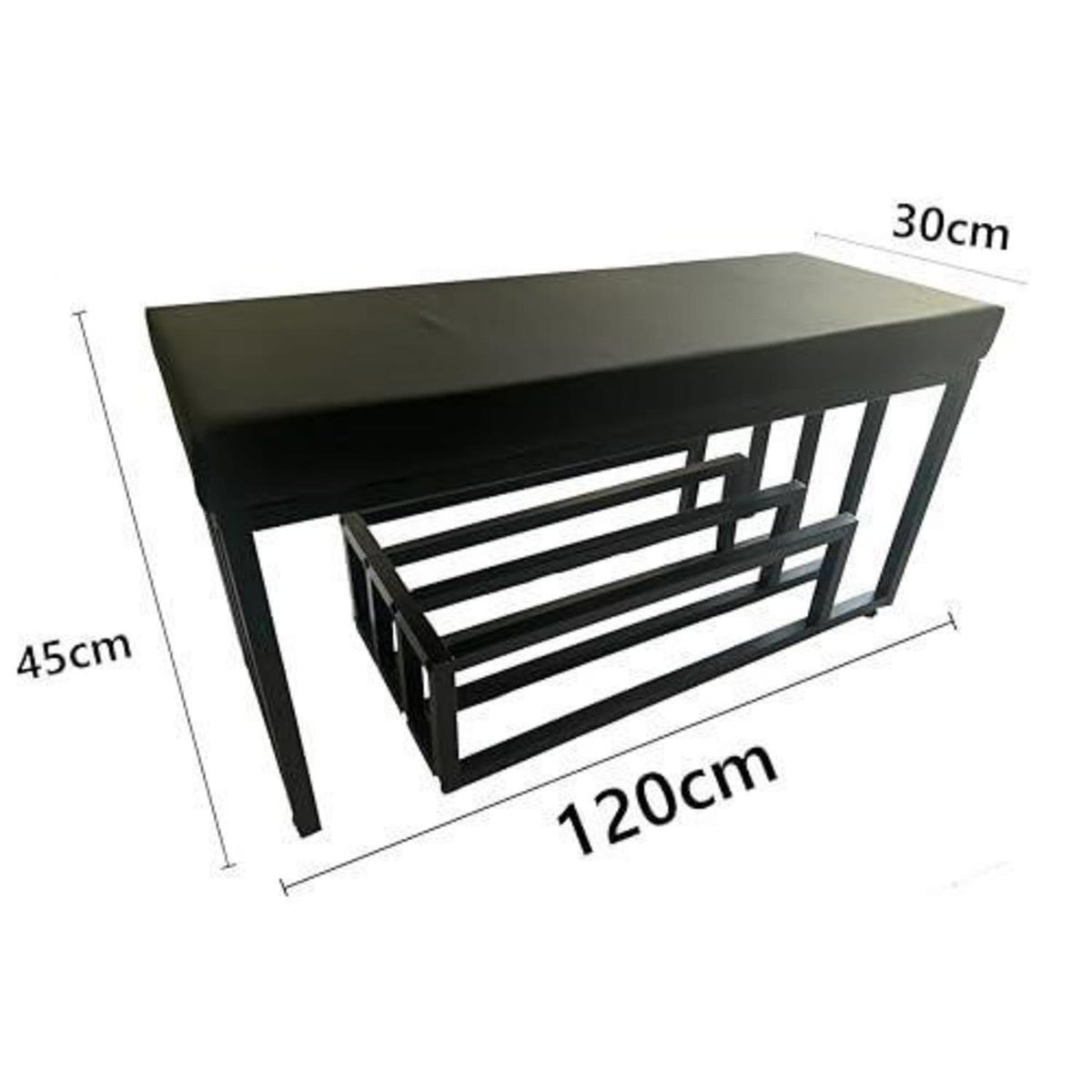Schuhbank mit Sitzfläche – Schuhregal & Bank Schwarz 120x30x45cm
