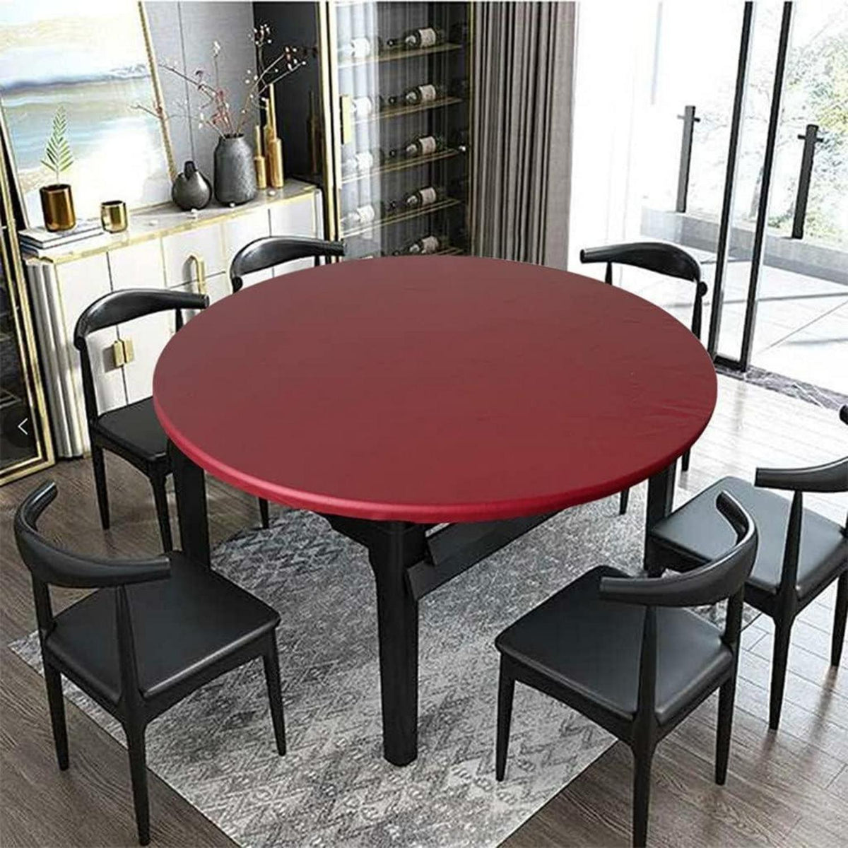 Runde Tischdecke elastisch 120cm – Outdoor Gartentischdecke Rot
