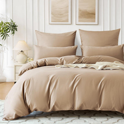 Satin Bettwäsche Set 220x240 Baumwolle Hellgoldbraun