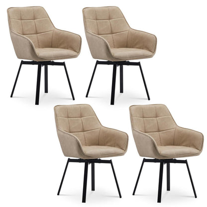 Drehbarer Esszimmerstuhl Set 4er – Beige in Lederoptik