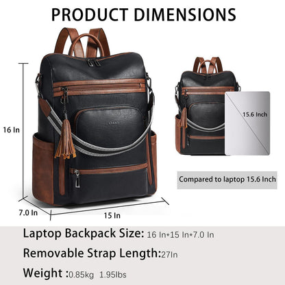Rucksack Damen Laptopfach 15,6 Zoll Wasserdicht Business in Lederoptik