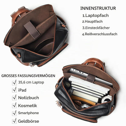 Rucksack Damen Laptopfach 15,6 Zoll Wasserdicht Business in Lederoptik