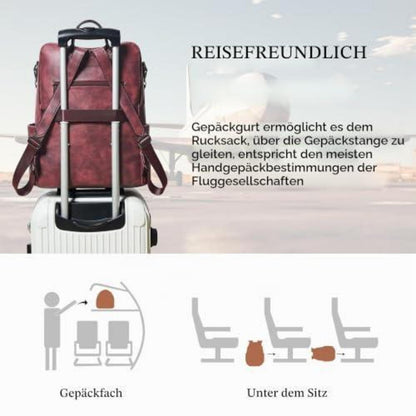 Rucksack Damen Laptopfach 15,6 Zoll Wasserdicht Business in Lederoptik