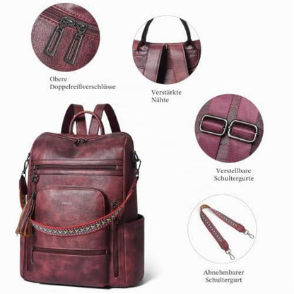 Rucksack Damen Laptopfach 15,6 Zoll Wasserdicht Business in Lederoptik