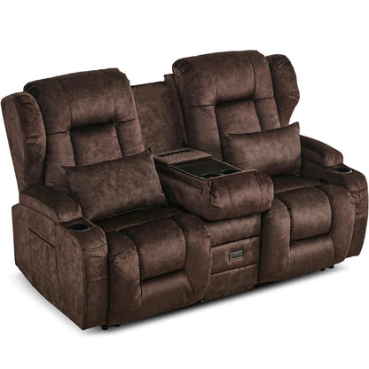 2er Relaxsessel mit Liegefunktion & Konsole, Braun
