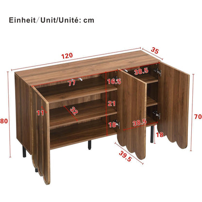 Schmaler Schrank mit Wellentüren & Rebound-Mechanismus (120x35x80)