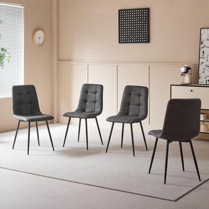 Graues Esszimmerstuhl-Set (8er-Set) – Bequemer Stuhl in Lederoptik