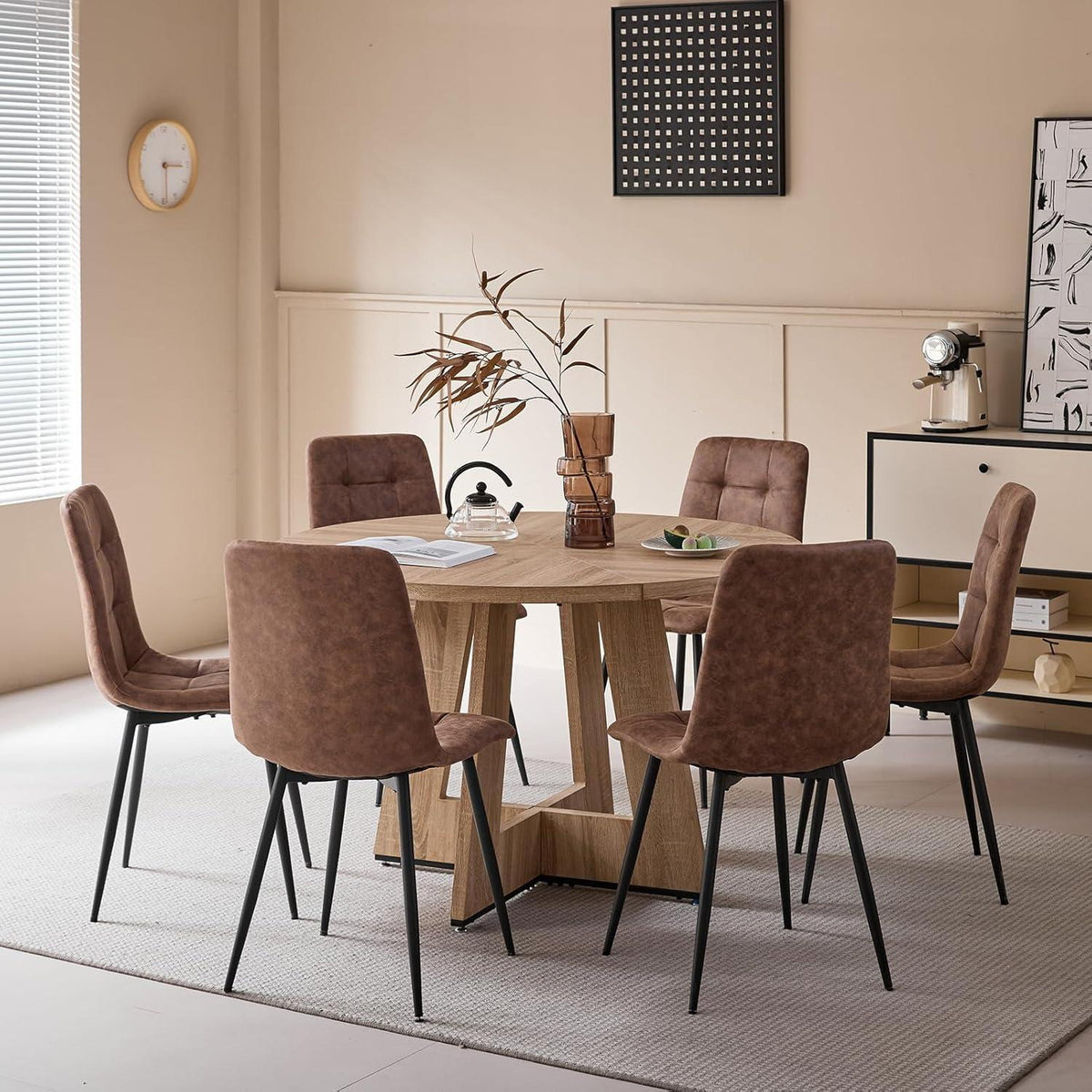 Moderner Esszimmerstuhl-Set 6er – Hellbraun, Wasserfest & Bequem