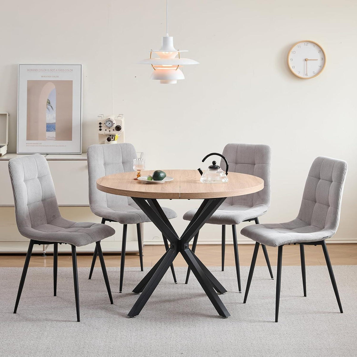 Moderner Esszimmerstuhl 2er-Set, Grau Cordpolsterung