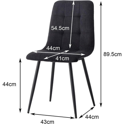 Moderner Esszimmerstuhl Set 8er – Bequemer Cord Sitz Schwarz