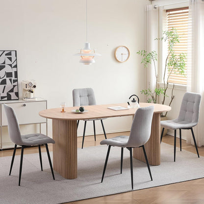 Moderner Esszimmerstuhl Set (8) – Grau Cord Polster