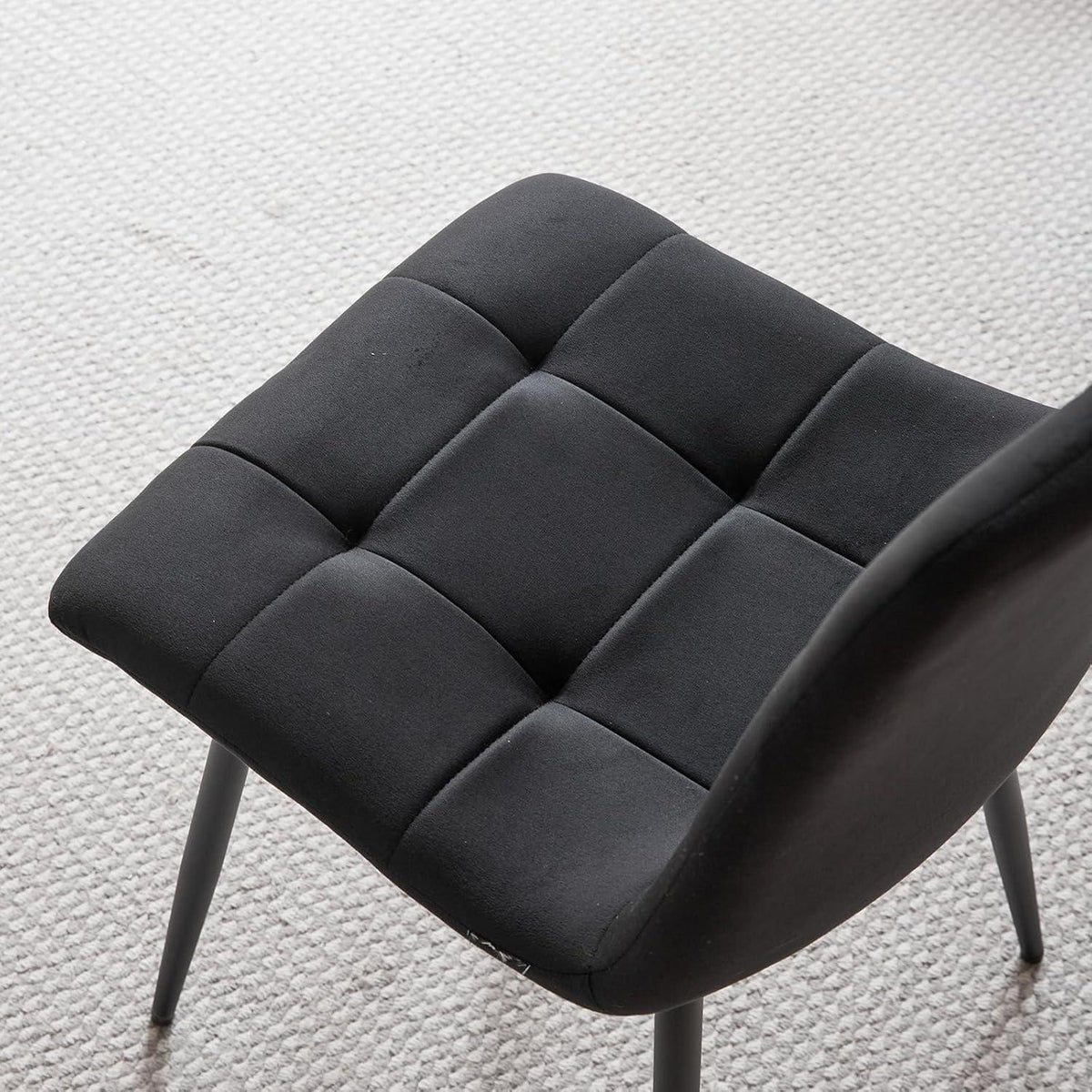8 Esszimmerstühle mit Samtbezug & Metallbeinen Schwarz
