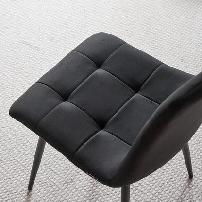 8 Esszimmerstühle mit Samtbezug & Metallbeinen Schwarz
