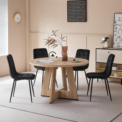 8 Esszimmerstühle mit Samtbezug & Metallbeinen Schwarz