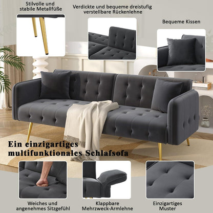 2-Sitzer Schlafsofa mit verstellbarer Rückenlehne (Grau)