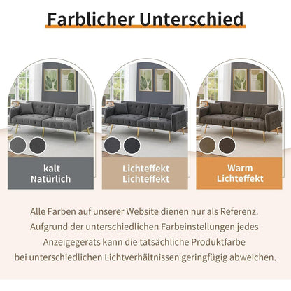 2-Sitzer Schlafsofa mit verstellbarer Rückenlehne (Grau)
