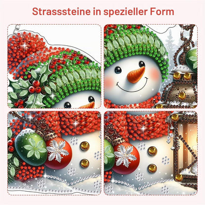 Diamant Painting Anhänger Schneemann mit Laterne – Weihnachtliches DIY Set