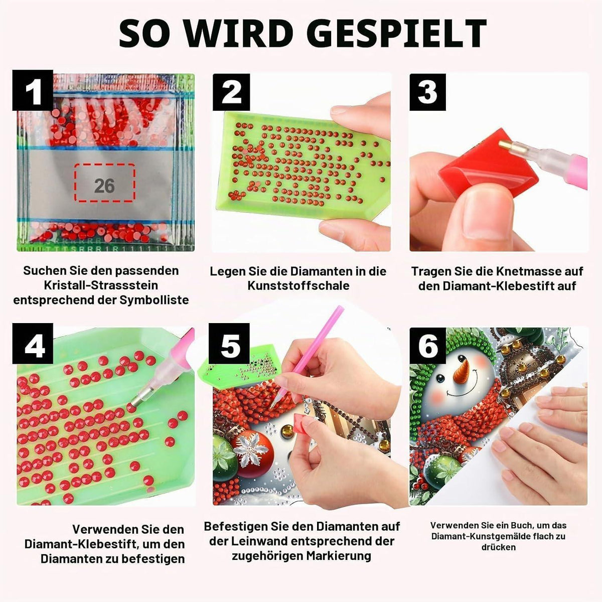 Diamant Painting Anhänger Schneemann mit Laterne – Weihnachtliches DIY Set