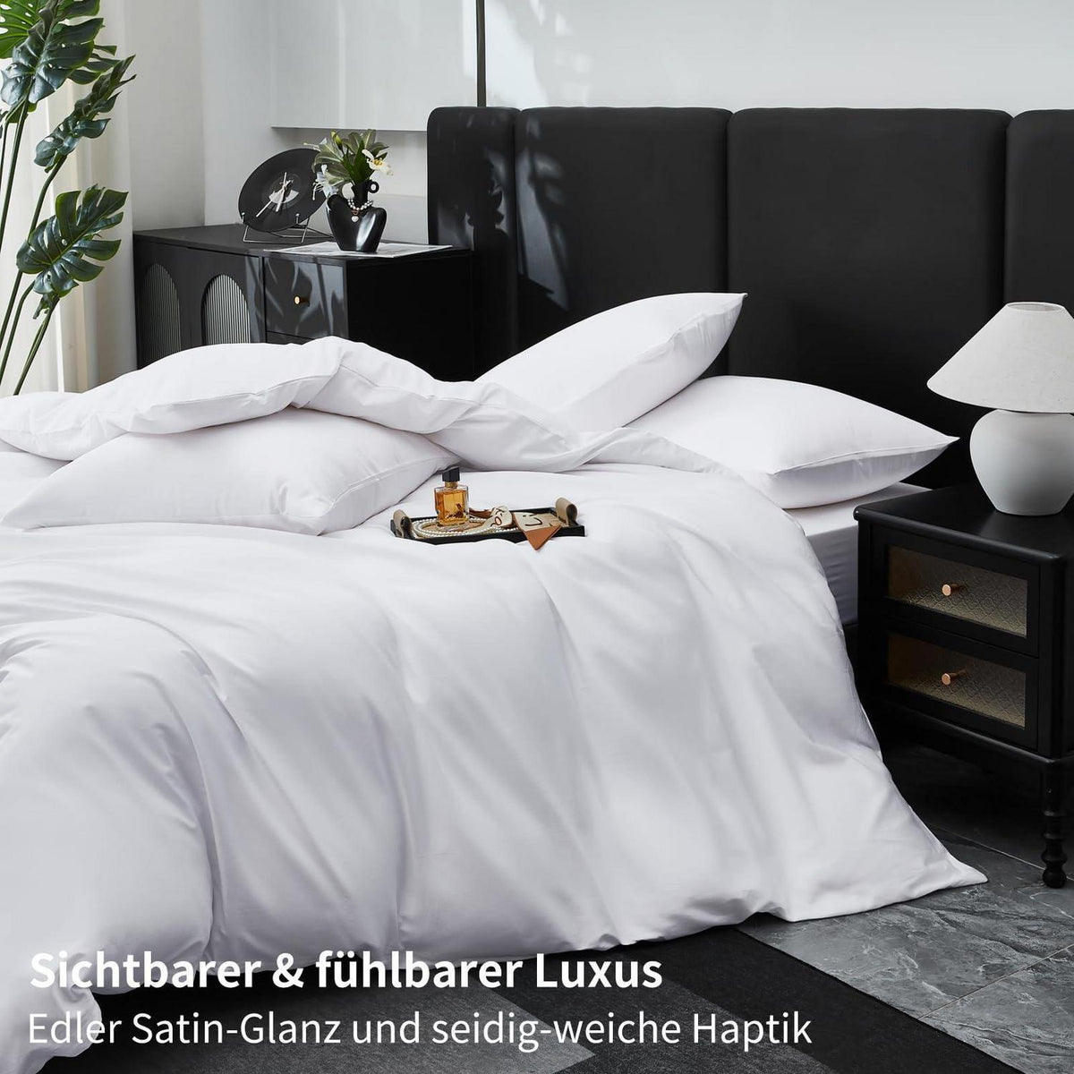 Mako Satin Bettwäsche Set 220x240 Weiß – Weich & Kühlend
