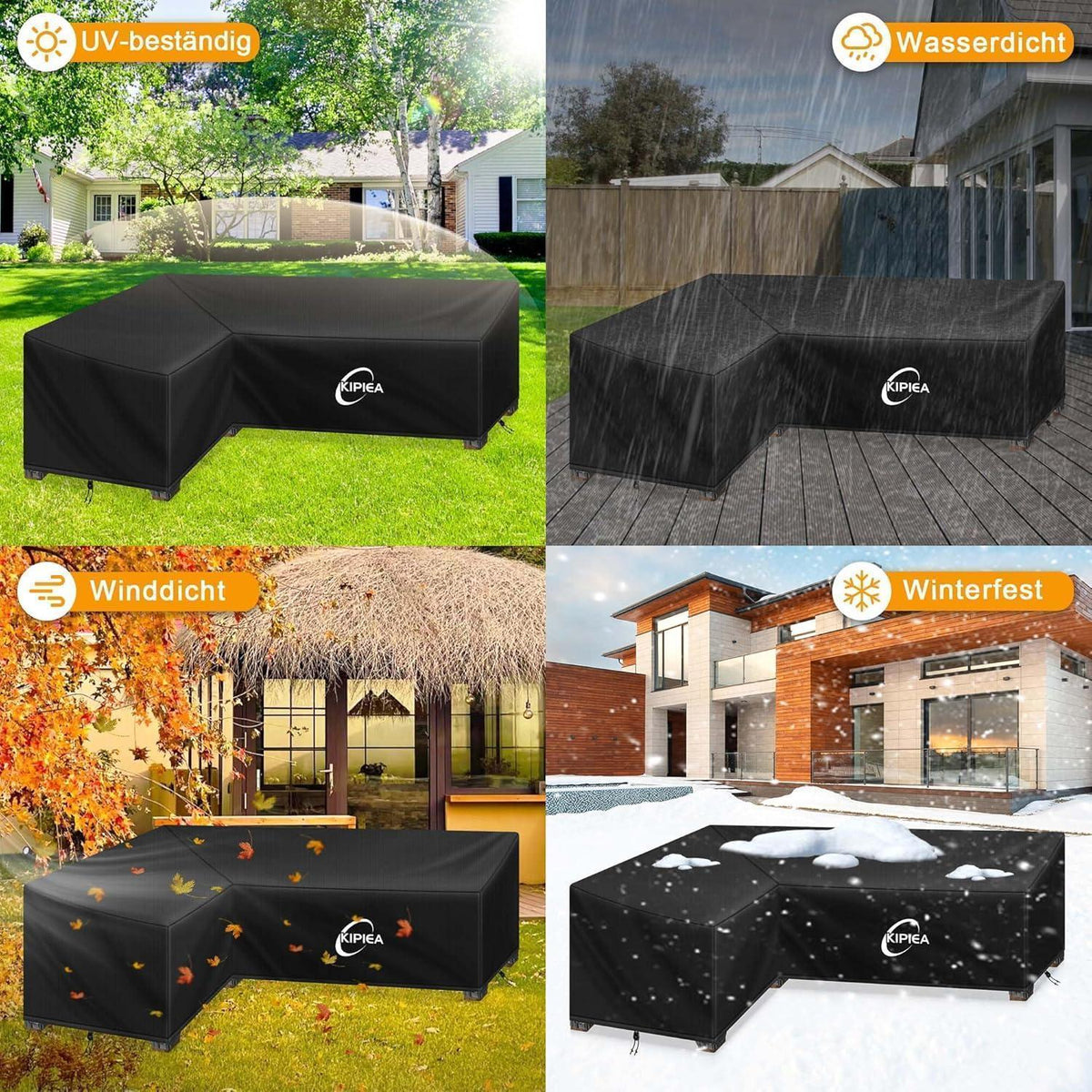 L-förmige Gartenmöbel Abdeckung – Winterfest & Winddicht