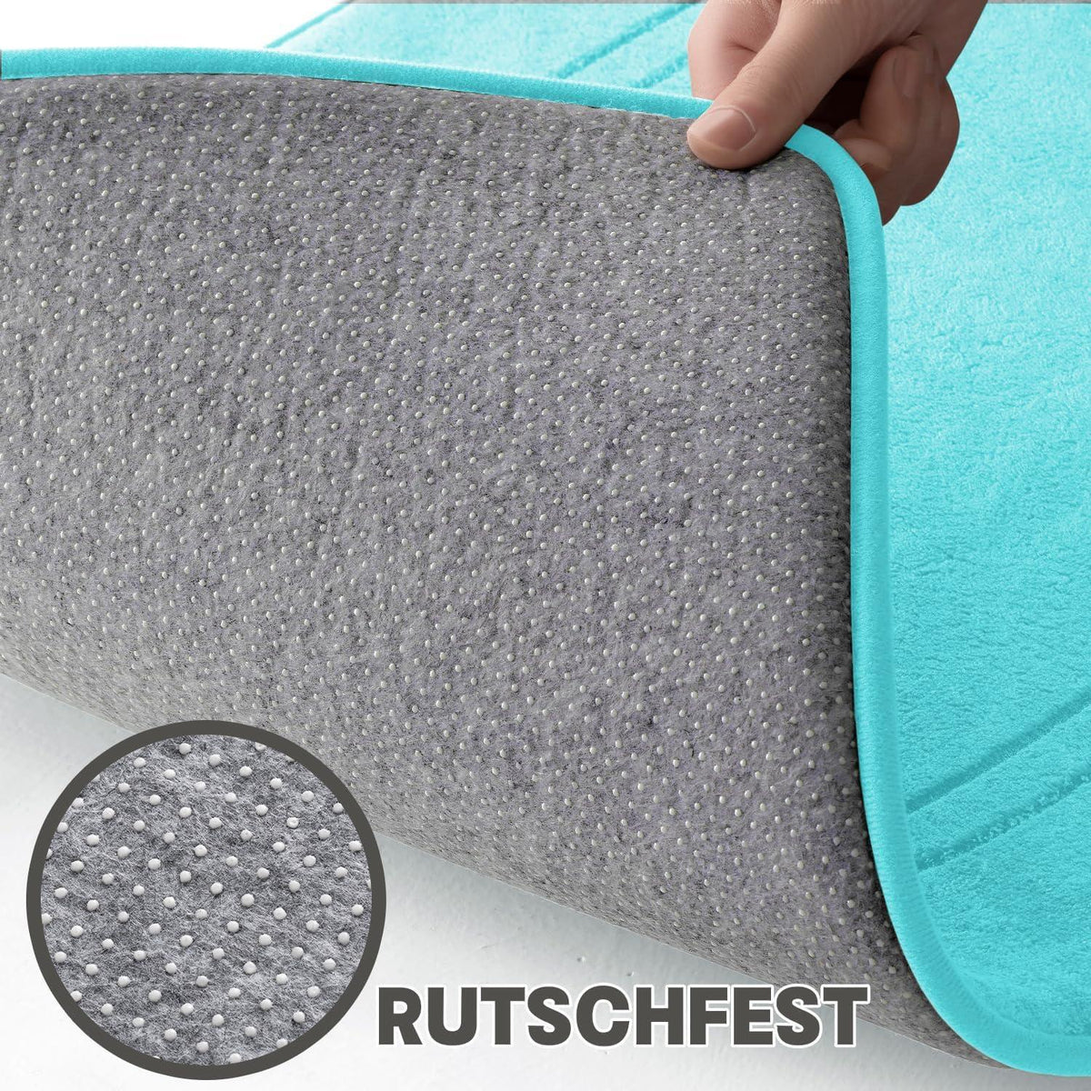 5-teiliges Badezimmerteppich-Set Blaugrün, weich & rutschfest