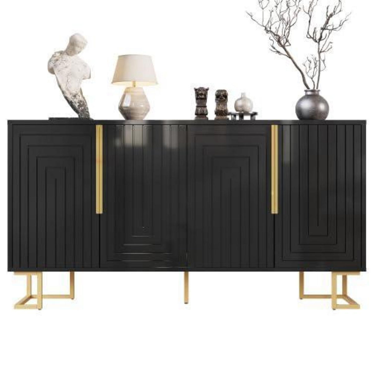 Geometrischer Schrank mit 2 Türen – Sideboard & Kommode Schwarz