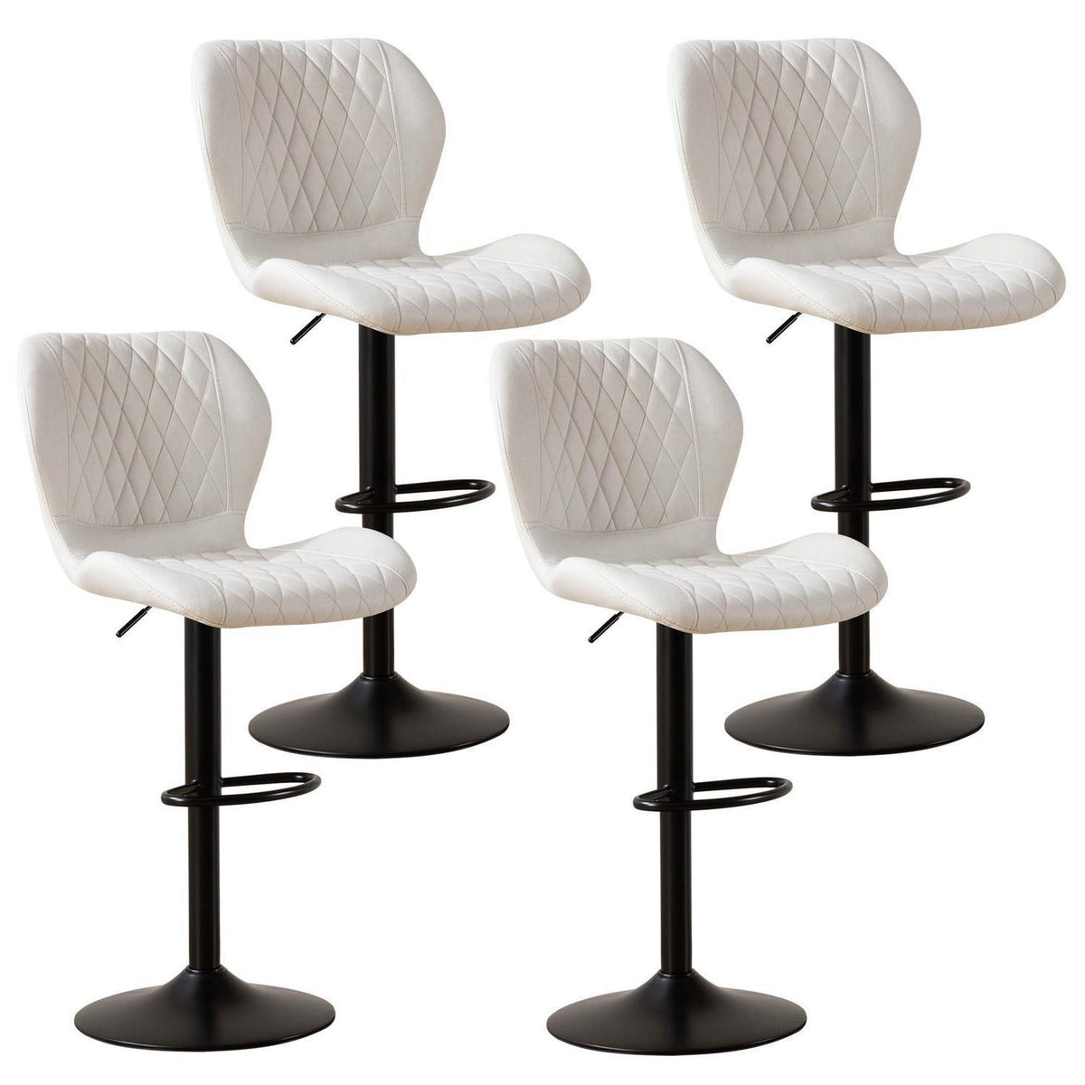 Barhocker mit Lehne, höhenverstellbar, beige, 4er Set