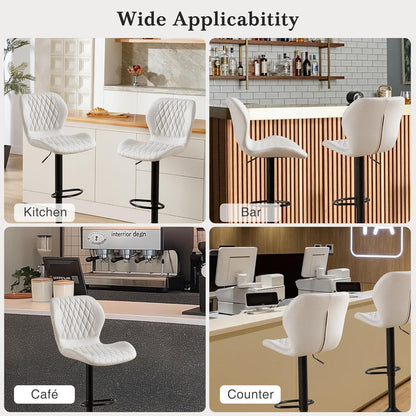 Barhocker mit Lehne, höhenverstellbar, beige, 4er Set