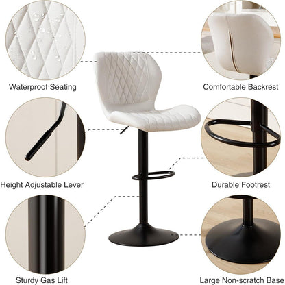 Barhocker mit Lehne, höhenverstellbar, beige, 4er Set