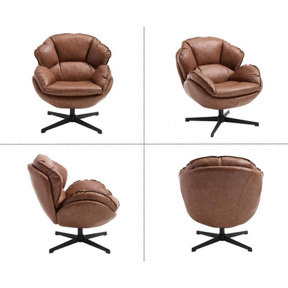 Moderner Loungesessel mit Drehfunktion & Lendenwirbelstütze (Braun)