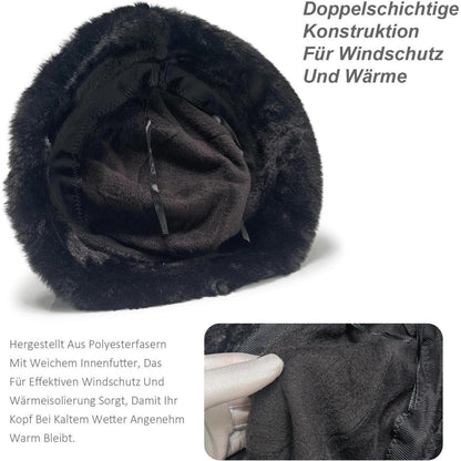 Warmer Damen Fischerhut Winter Vintage Glockenhut Schwarz