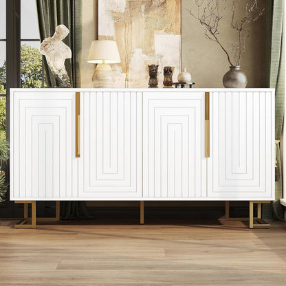 Geometrischer Schrank mit 2 Türen – Weiß, 152x40x75cm