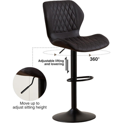 Barhocker mit Lehne, höhenverstellbar, 4er Set Schwarz