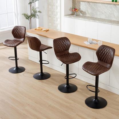 Barhocker mit Lehne, Höhenverstellbar, Braun (4er Set)