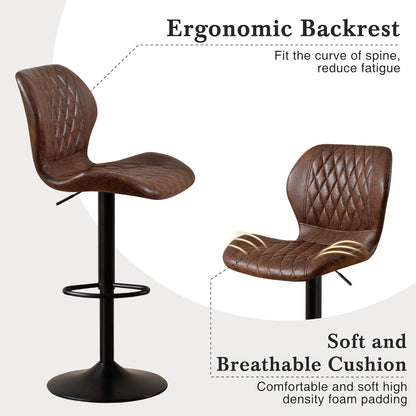 Barhocker mit Lehne, Höhenverstellbar, Braun (4er Set)