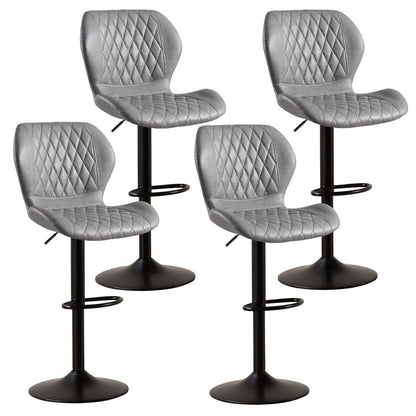 Barhocker mit Lehne, Höhenverstellbar, Grau, 4er Set