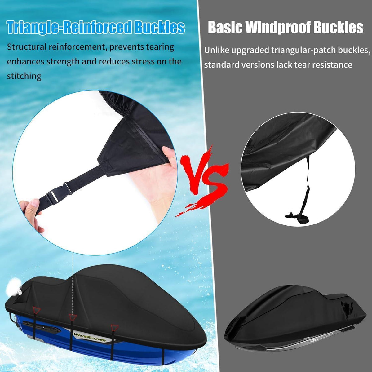 Jet Ski Abdeckung 900D Wasserdicht Schwarz 2XL (305-345cm)