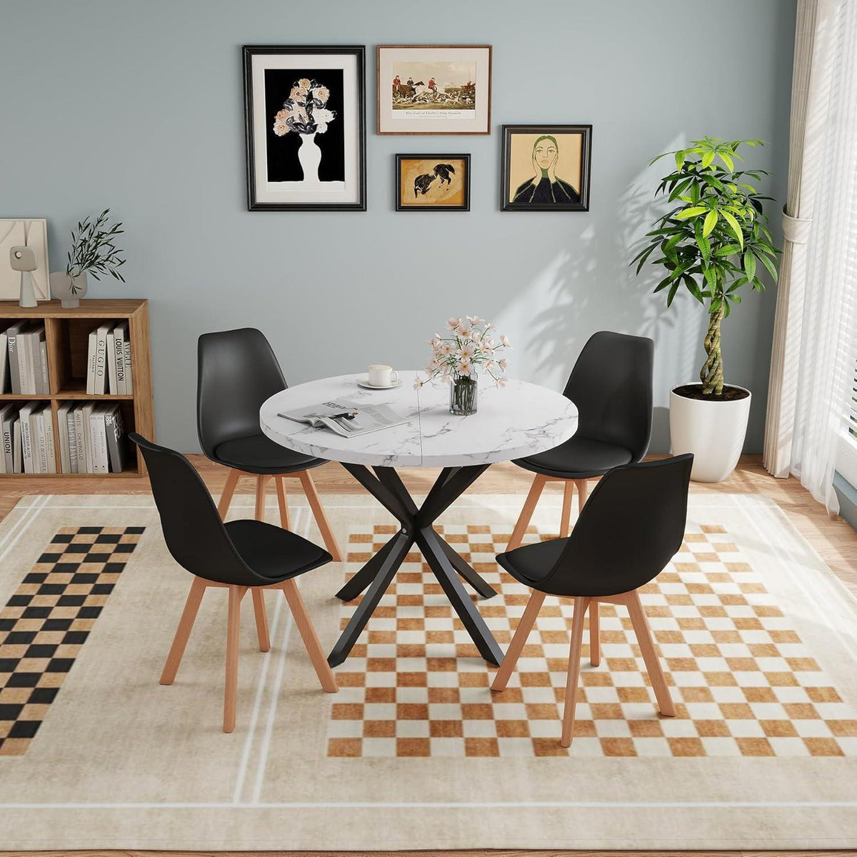 Runder Esstisch Set mit 4 Stühlen – Modernes Esszimmer Möbel