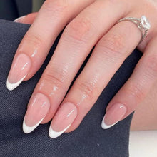 24er Set Mandel Press-on Nägel French Tip Rosa Acryl Nägel