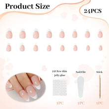 24er Set Mandel Press-on Nägel French Tip Rosa Acryl Nägel