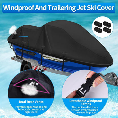 Jet Ski Abdeckplane 900D, Wasserdicht, Schwarz 3XL