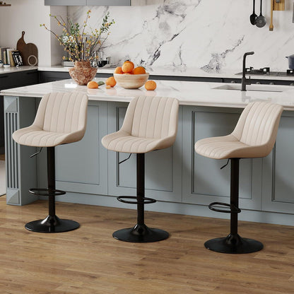 Drehbare Barhocker Set 2 Beige – Höhenverstellbar & Komfortabel