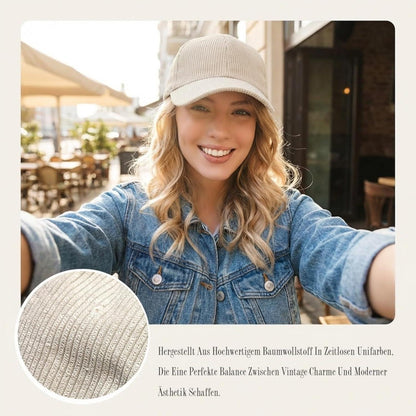 Cord Baseball Cap Damen Herren Verstellbar Beige Wintermütze